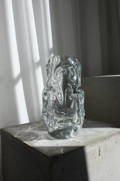 Swedish Mid-Century Sculptural Art Glass Vase by Börne Augustsson for Åseda Glas