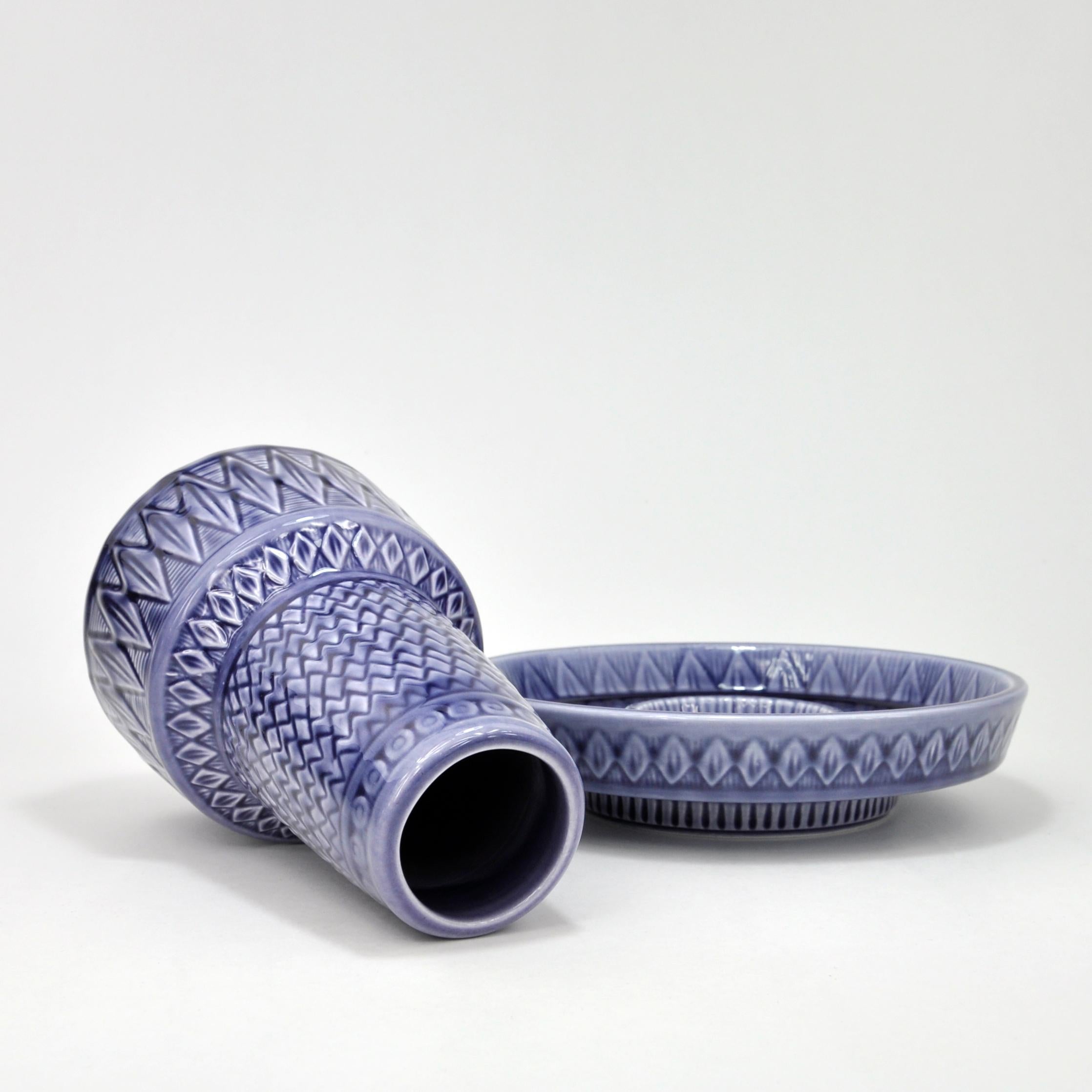 Mid-20th Century Swedish mid-century set, vase and bowl by Gunnar Nylund for Rorstrand For Sale