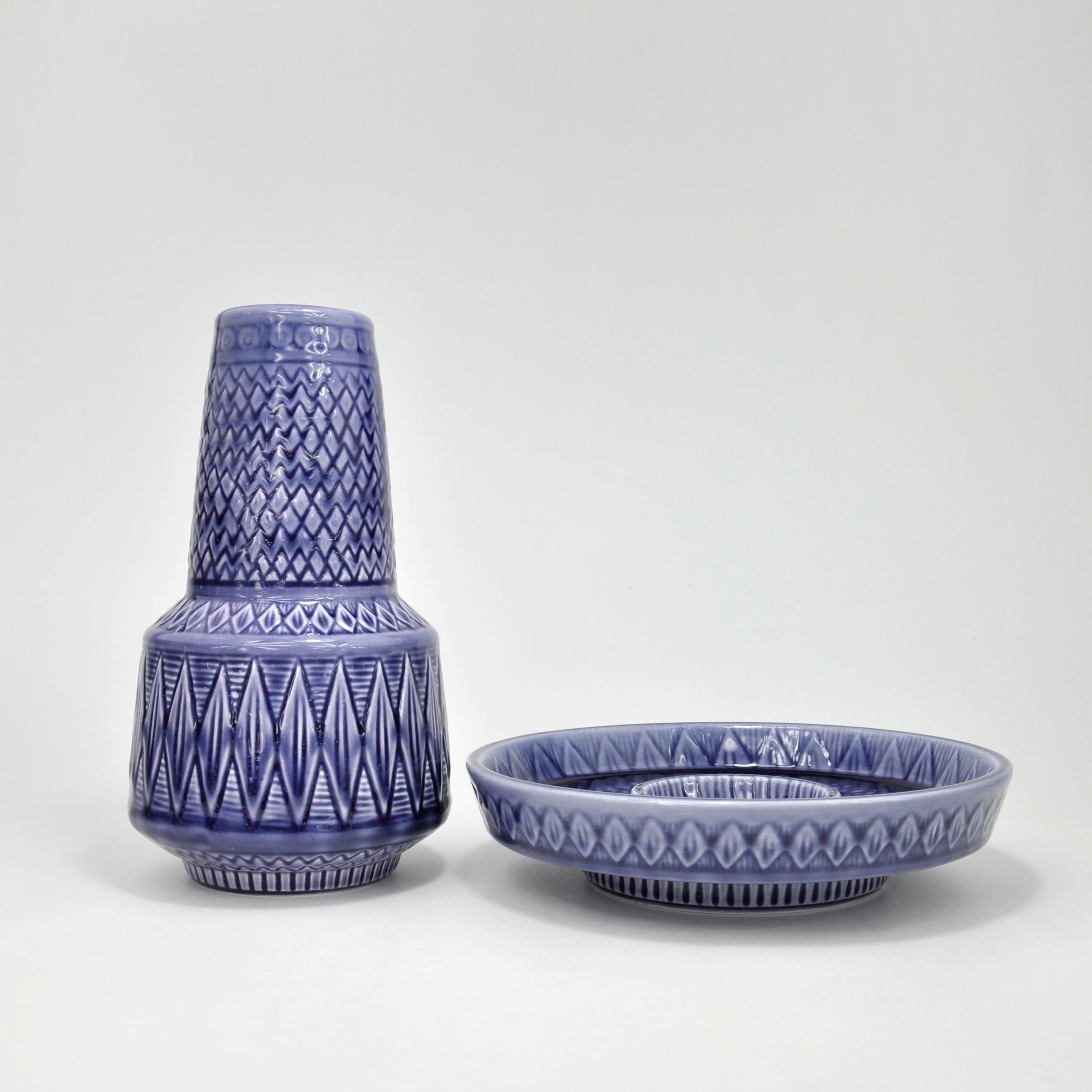 Ceramic Swedish mid-century set, vase and bowl by Gunnar Nylund for Rorstrand For Sale
