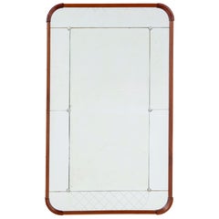 Swedish mid century shaped and etched mirror by glas & tra