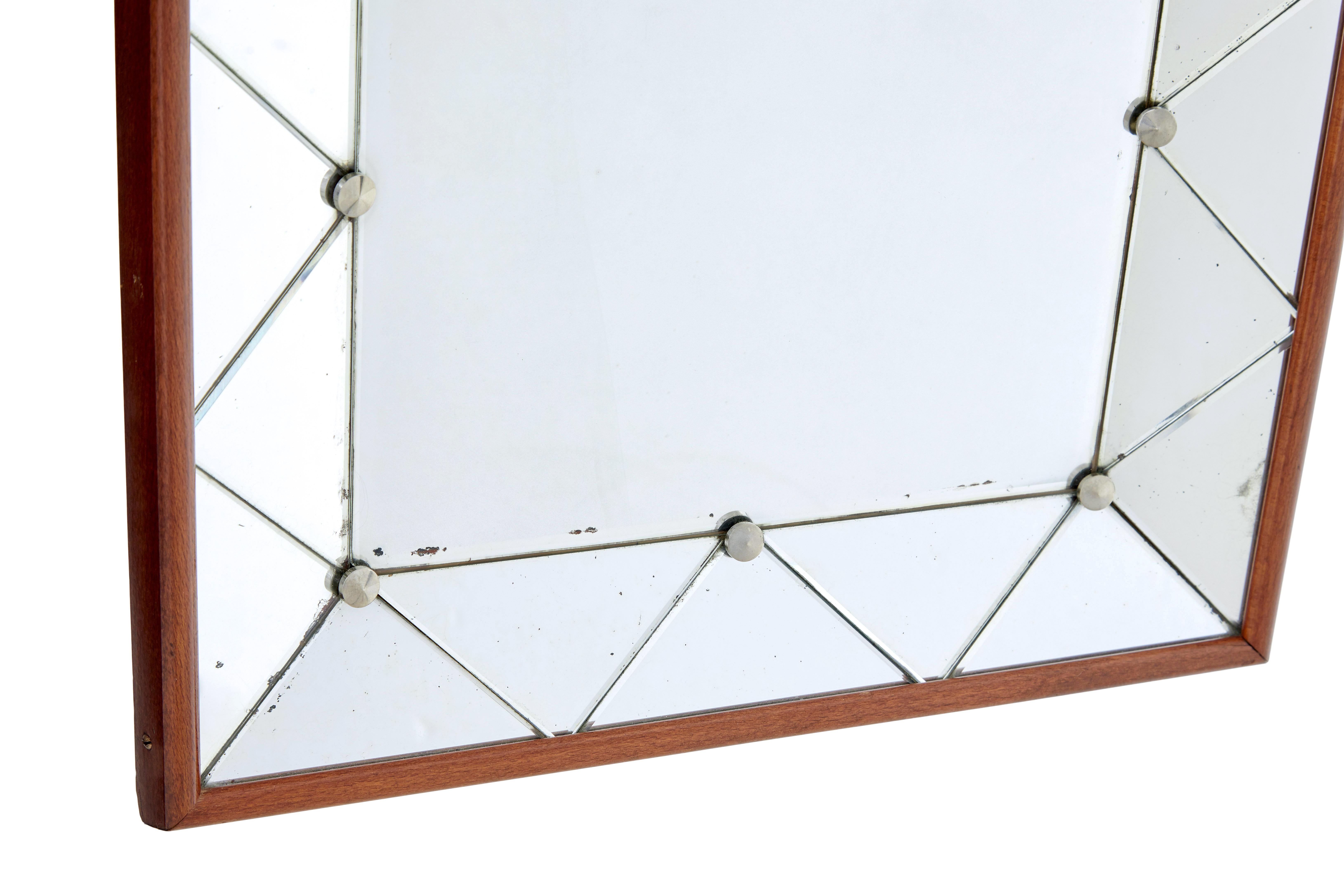 Hand-Crafted Swedish mid century shaped wall mirror For Sale