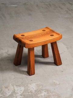 Swedish Mid-Century Solid Pine Stool, 1950s