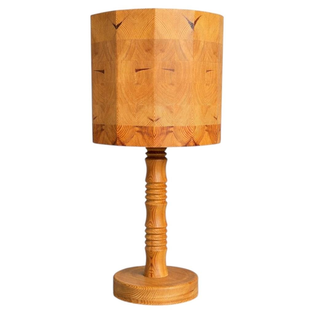 Swedish Mid-Century Table Lamp, Solid Pine, Hand-Crafted, 1960s