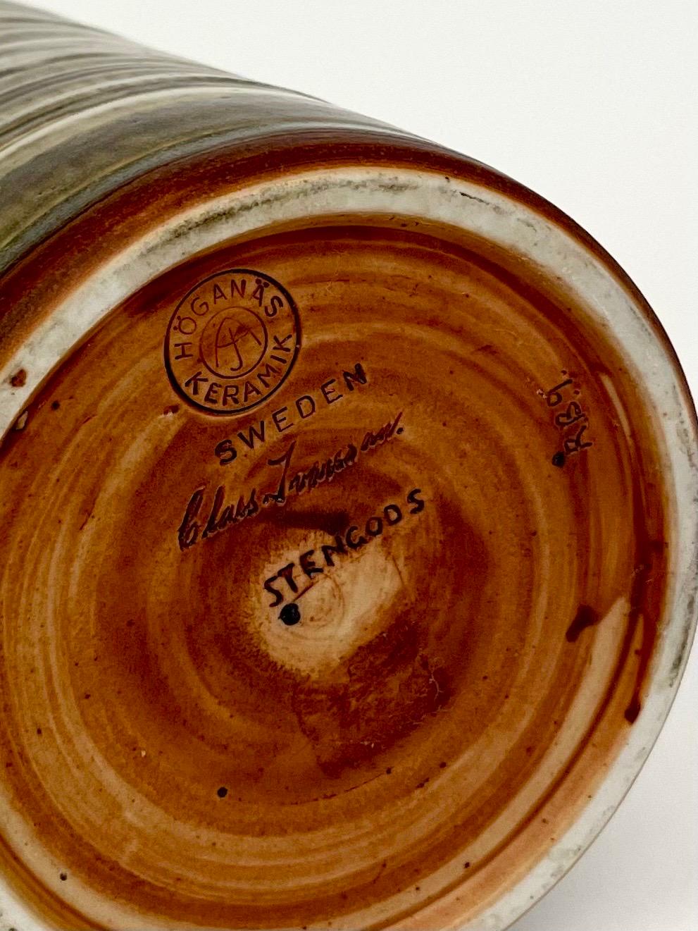 Milieu du XXe siècle Vase en grès suédois du milieu du siècle par Claes Ivarsson pour Höganäs Keramik en vente
