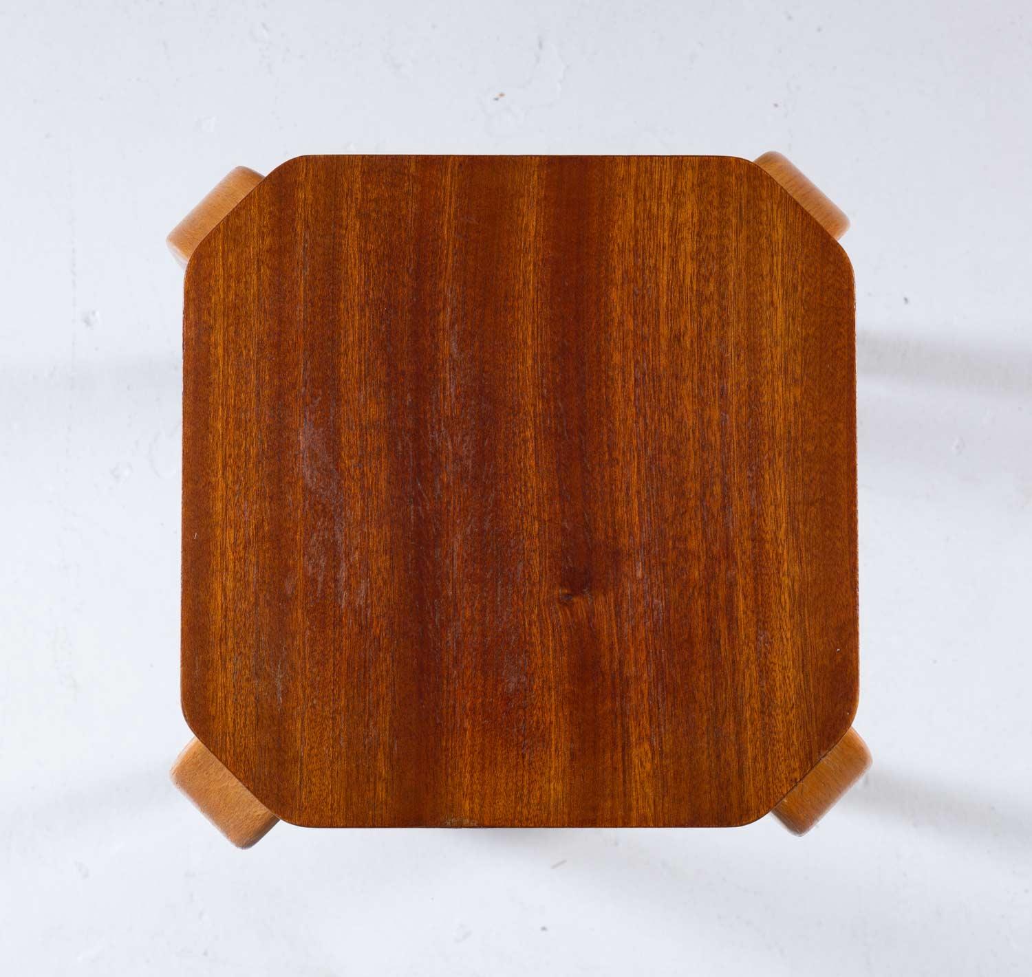 Scandinavian Modern Swedish Midcentury Stool in Mahogany and Beech For Sale