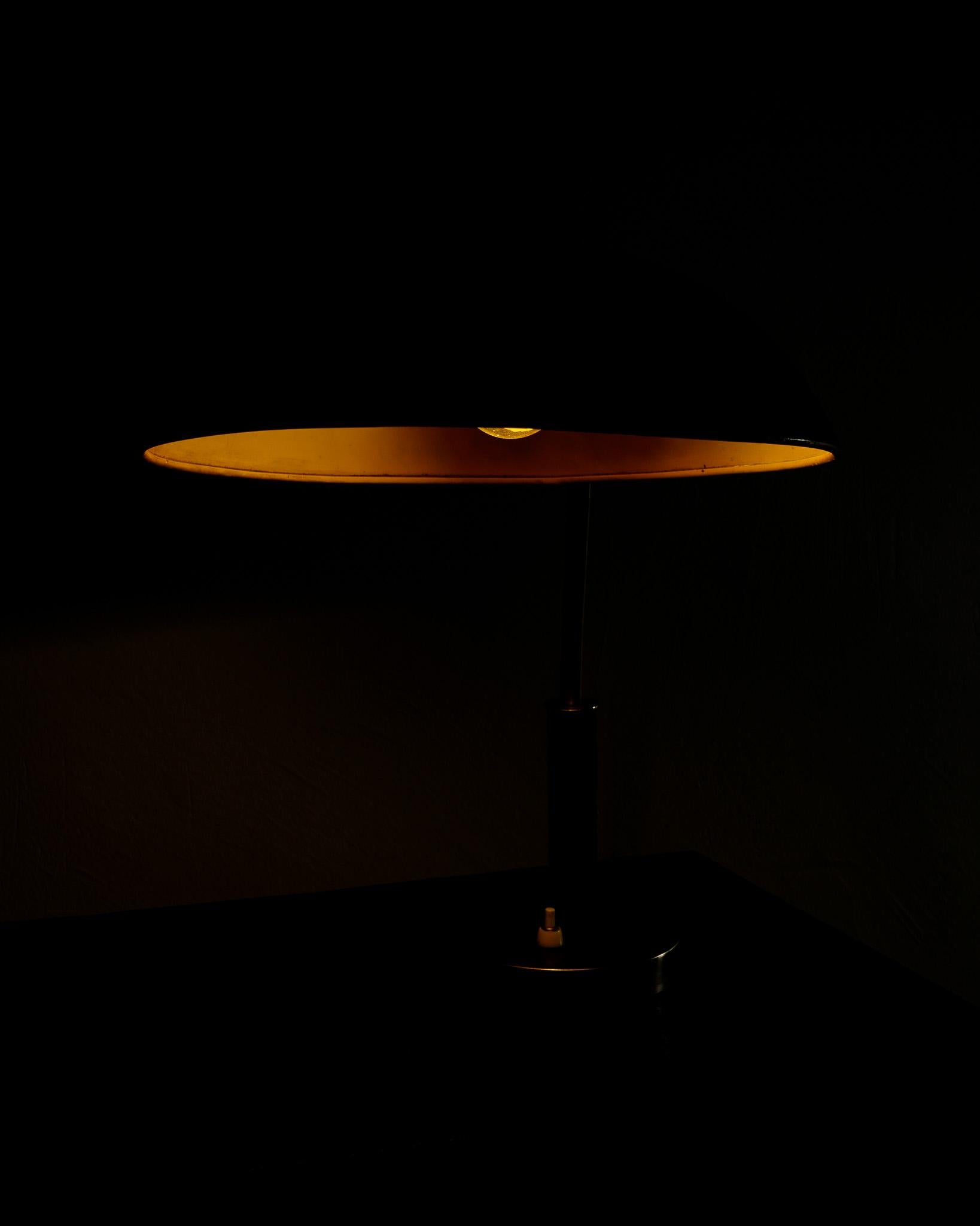 Swedish Mid Century Table Desk Lamp in Black Metal Produced in Sweden, 1940s For Sale 1