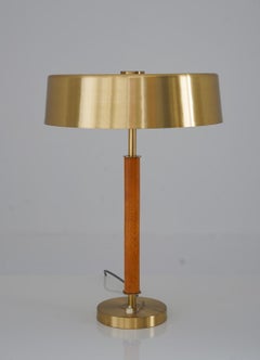 Swedish Mid-Century Table Lamp in Brass and Wood by Boréns