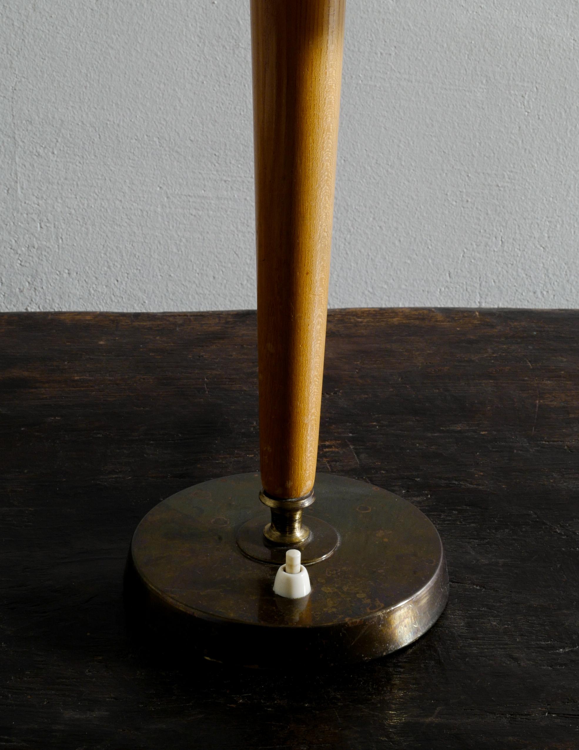 Mid-20th Century Swedish Mid Century Table Lamp in Elm & Brass Prod by Nordiska Kompaniet, 1940s