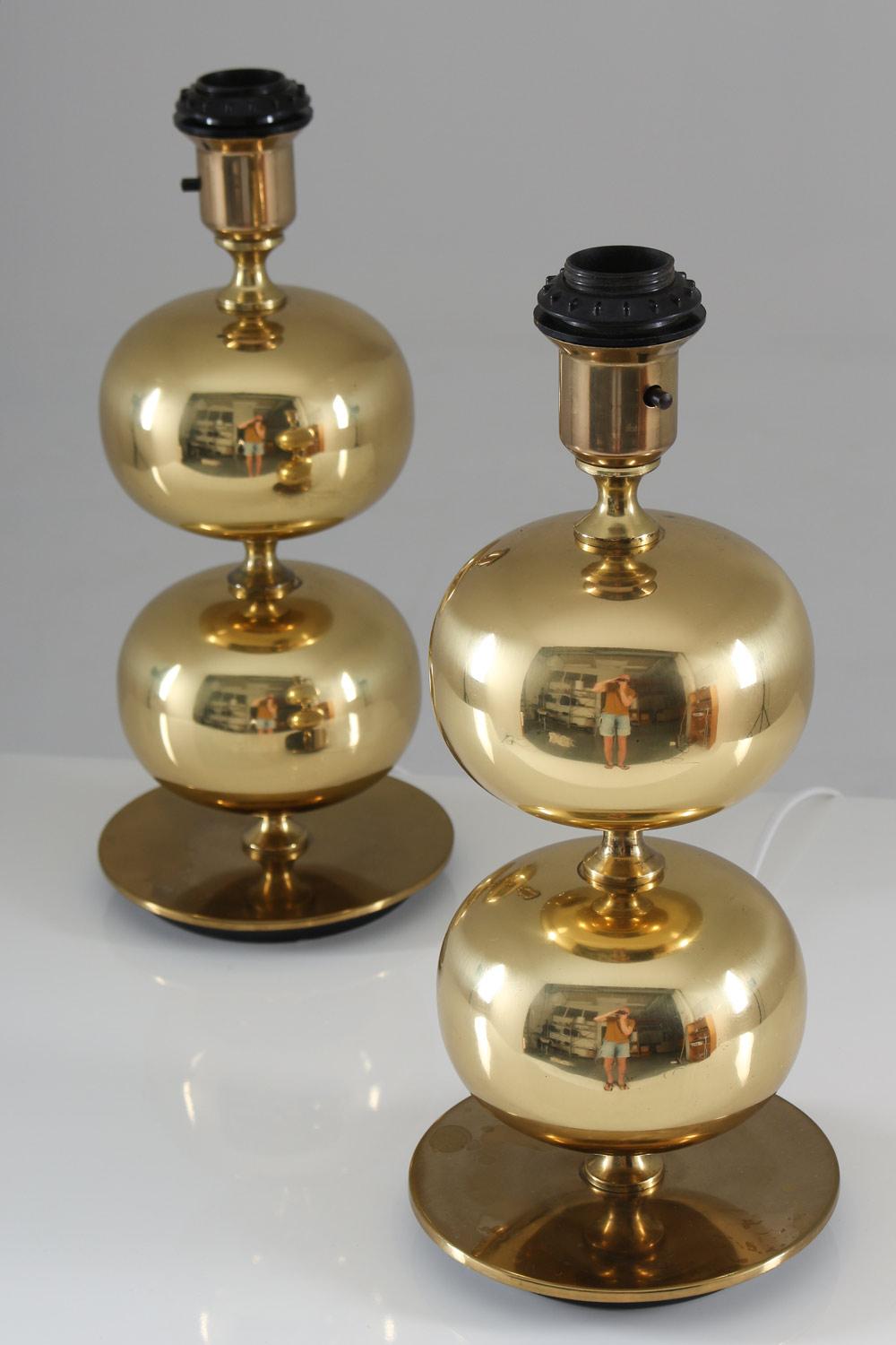 Swedish Midcentury Table Lamps in Brass by Stilarmatur Tranås In Good Condition In Karlstad, SE