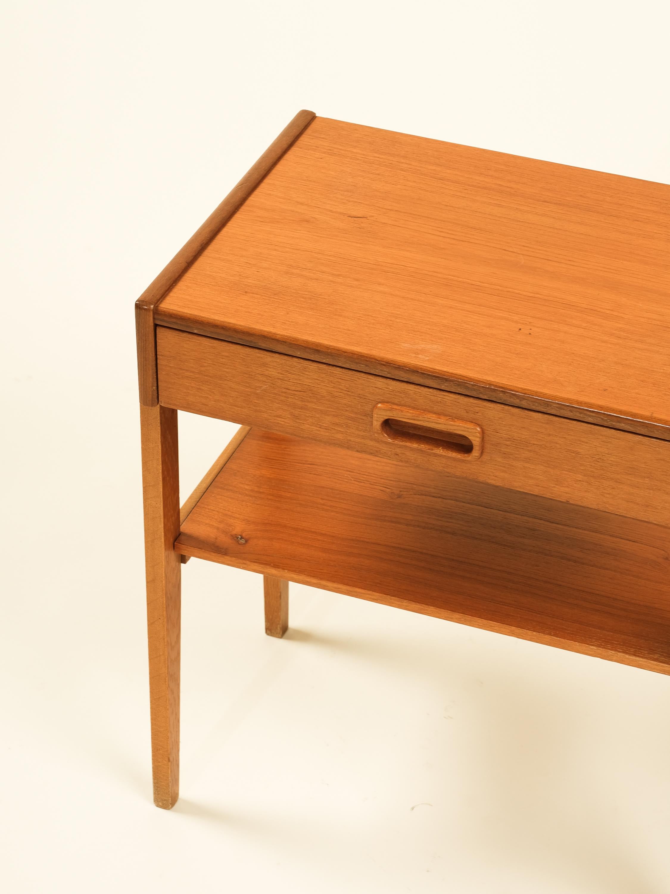 Scandinavian Modern Swedish Mid-Century Teak & Oak Bedside Tables, 1960s, Set of 2