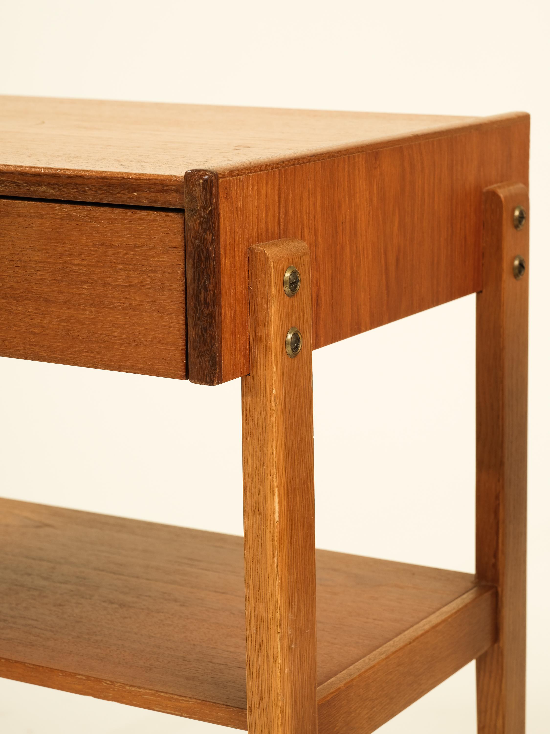 Swedish Mid-Century Teak & Oak Bedside Tables, 1960s, Set of 2 1