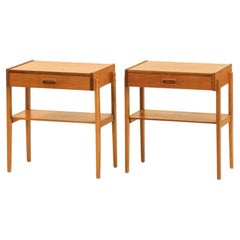 Swedish Mid-Century Teak & Oak Bedside Tables, 1960s, Set of 2