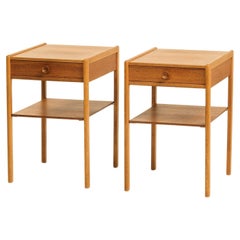Swedish Mid-Century Teak & Oak Bedside Tables, 1960s, Set of 2