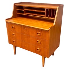 Swedish Mid Century Teak Secretary Desk Dresser by Broderna Gustafsson in Teak