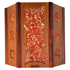 Swedish Mid-Century Teak Wall Sconce with Crushed Glass by Peter Leek, 1960s