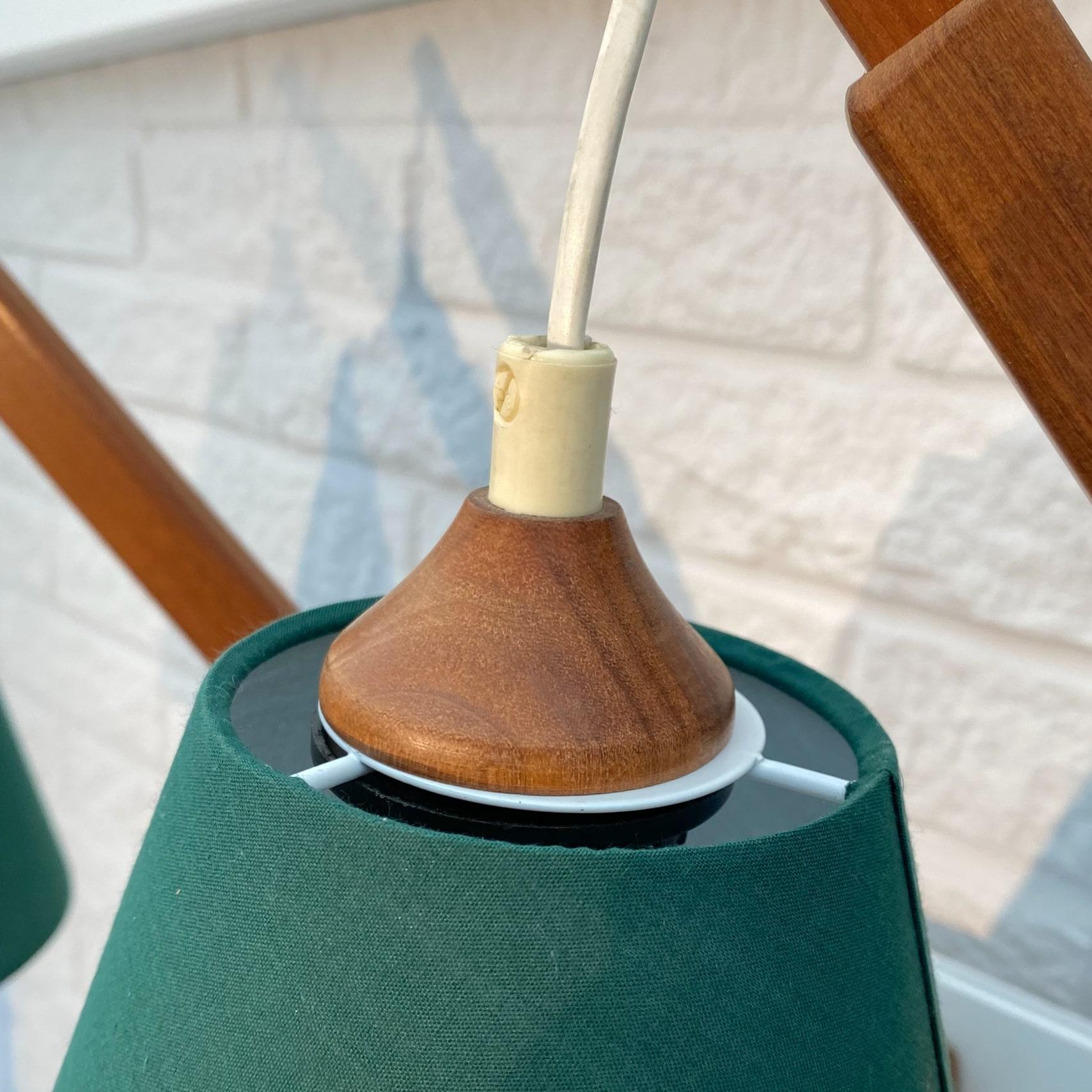 Swedish mid-century telescope wall lamps, teak and brass, 1950s For Sale 5