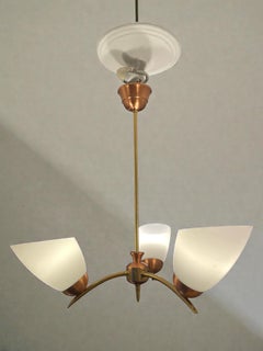 Swedish Mid-Century Three-Arm Chandelier in Brass & Copper, 1950s