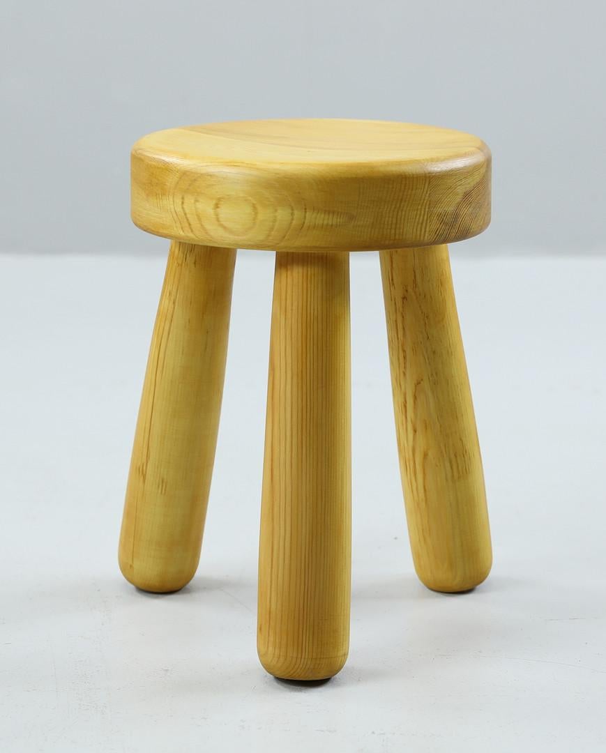 Scandinavian Modern Swedish Mid Century Tripod Stool, Pine, Sweden, 1970's