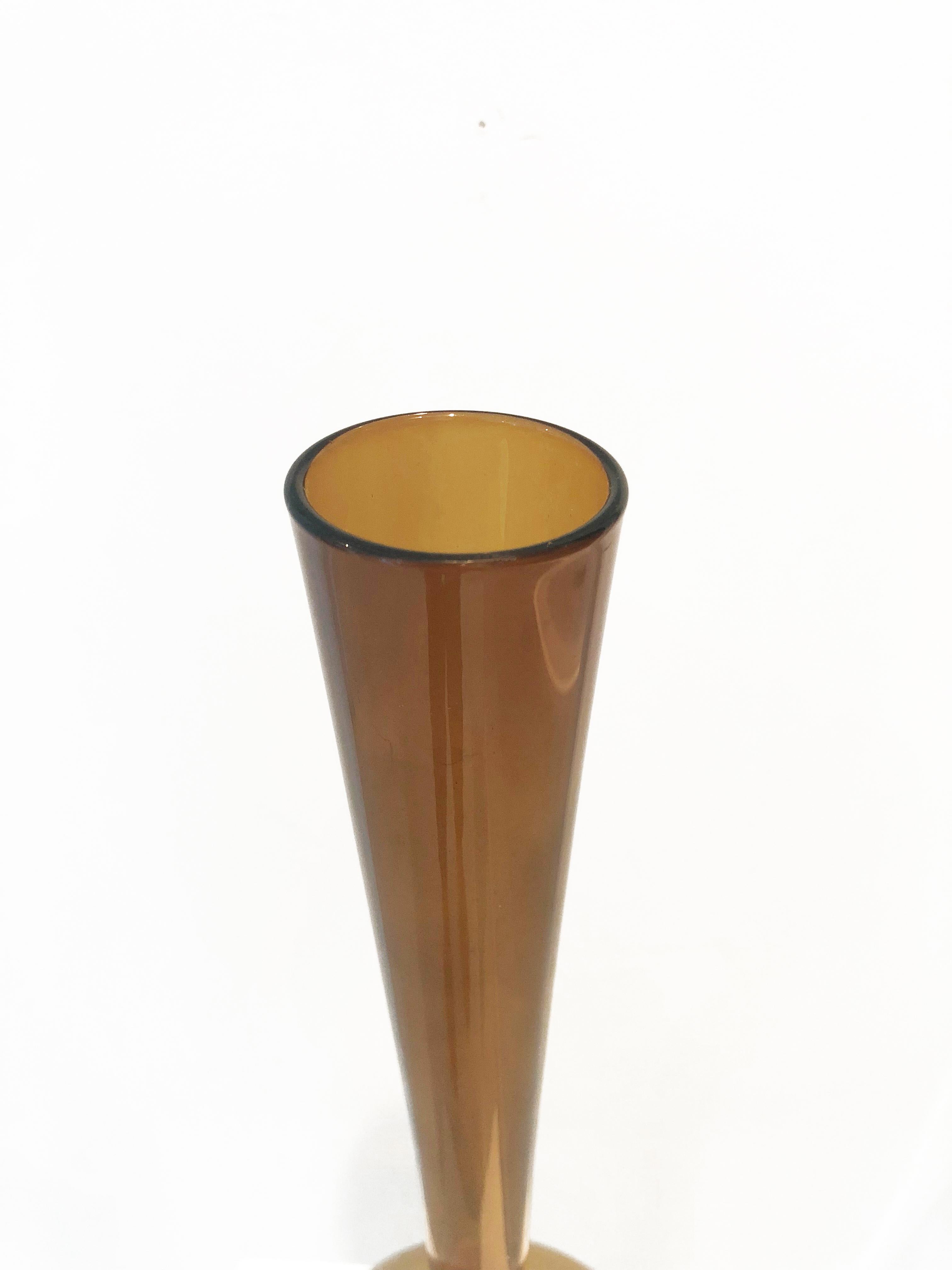 Mid-Century Modern Swedish Mid-Century Vintage Aseda Gullaskruf Amber Tall Bulbous Glass Vase 