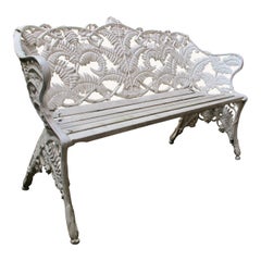 Swedish Mid-Century White Painted Garden Bench