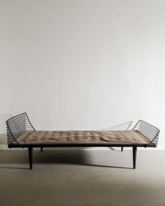 Swedish Mid Century Wooden Metal Daybed by Bengt Ruda & Nordiska Kompaniet 1950s