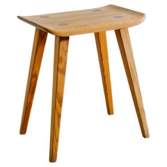 Swedish Mid Century Wooden Pine Stool by Carl Malmsten Produced in Sweden, 1940s