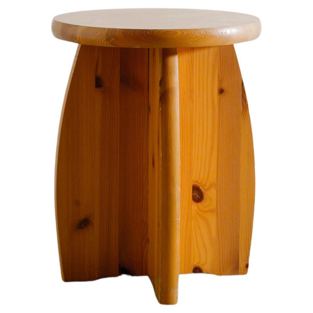 Swedish Mid Century Wooden Pine Tripod Low Stool, 1960s