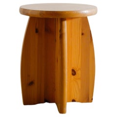 Swedish Mid Century Wooden Pine Tripod Low Stool, 1960s
