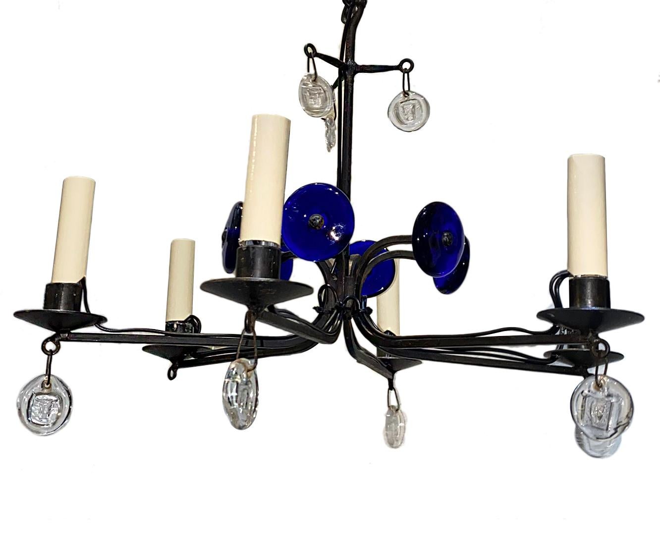 Mid-20th Century Swedish Midcentury Wrought Iron Chandelier