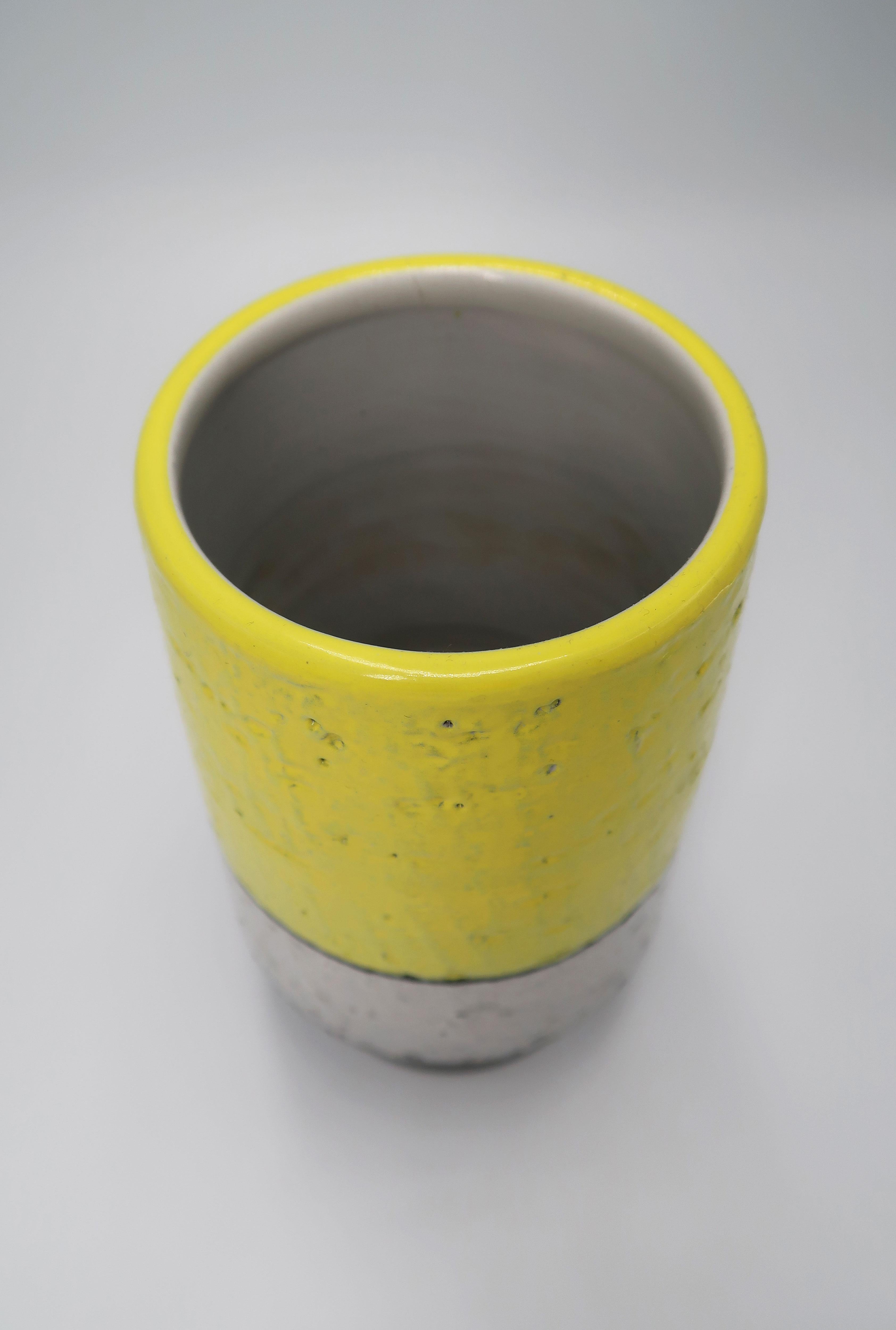 Mid-Century Modern Swedish Upsala Ekeby Midcentury Yellow, Grey, Black Vase by Mari Simmulson