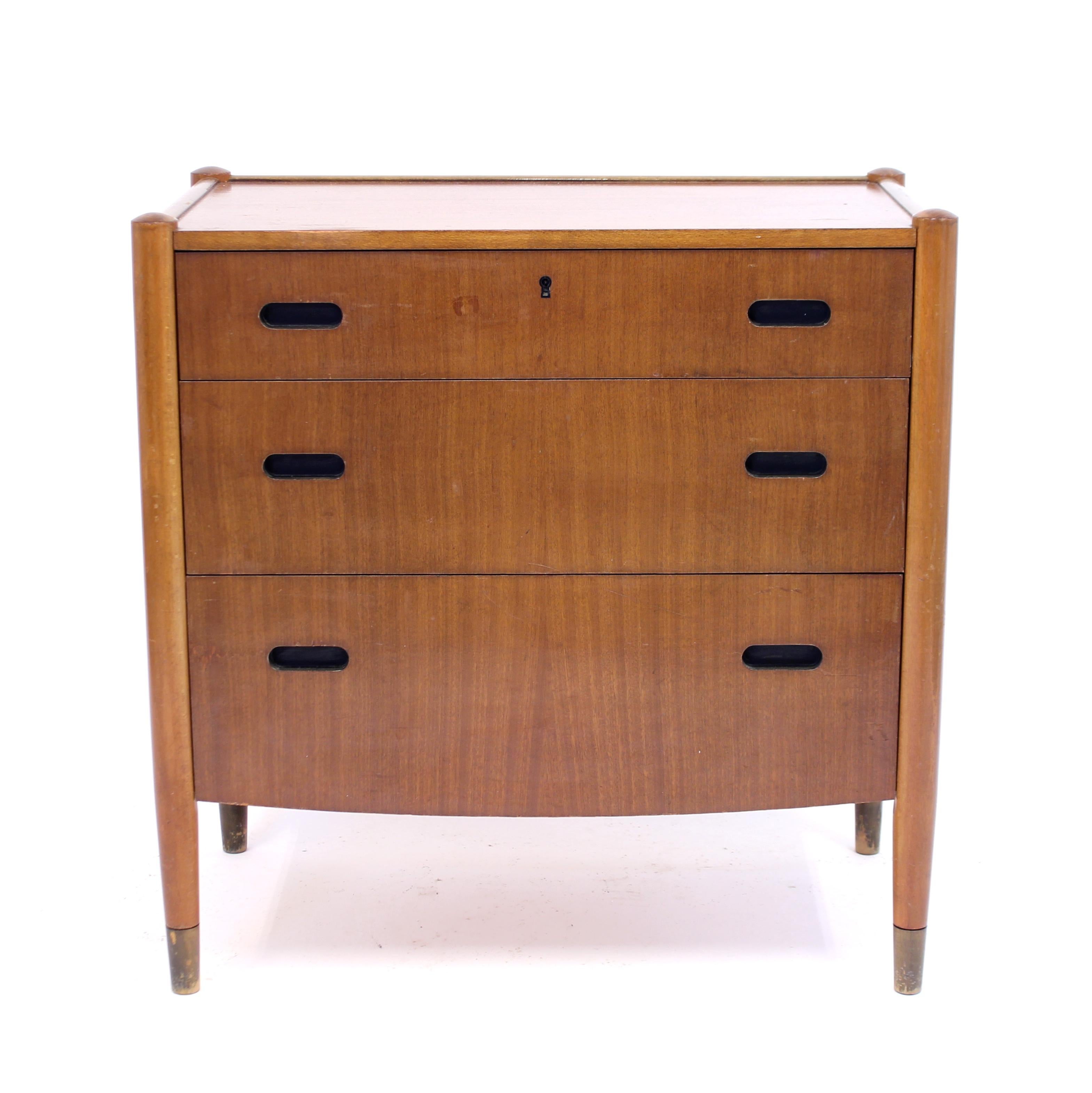 Scandinavian Modern Swedish mid-century Zebrano chest of drawers, ca 1950s For Sale