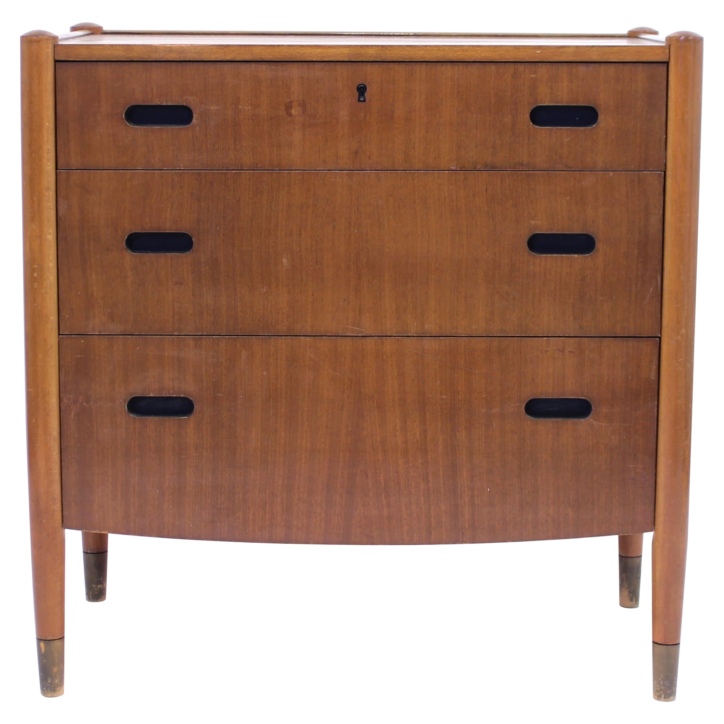 Commode suédoise en Zebrano du milieu du siècle, vers 1950