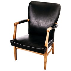 Swedish Midcentury Armchair with Oak Frame