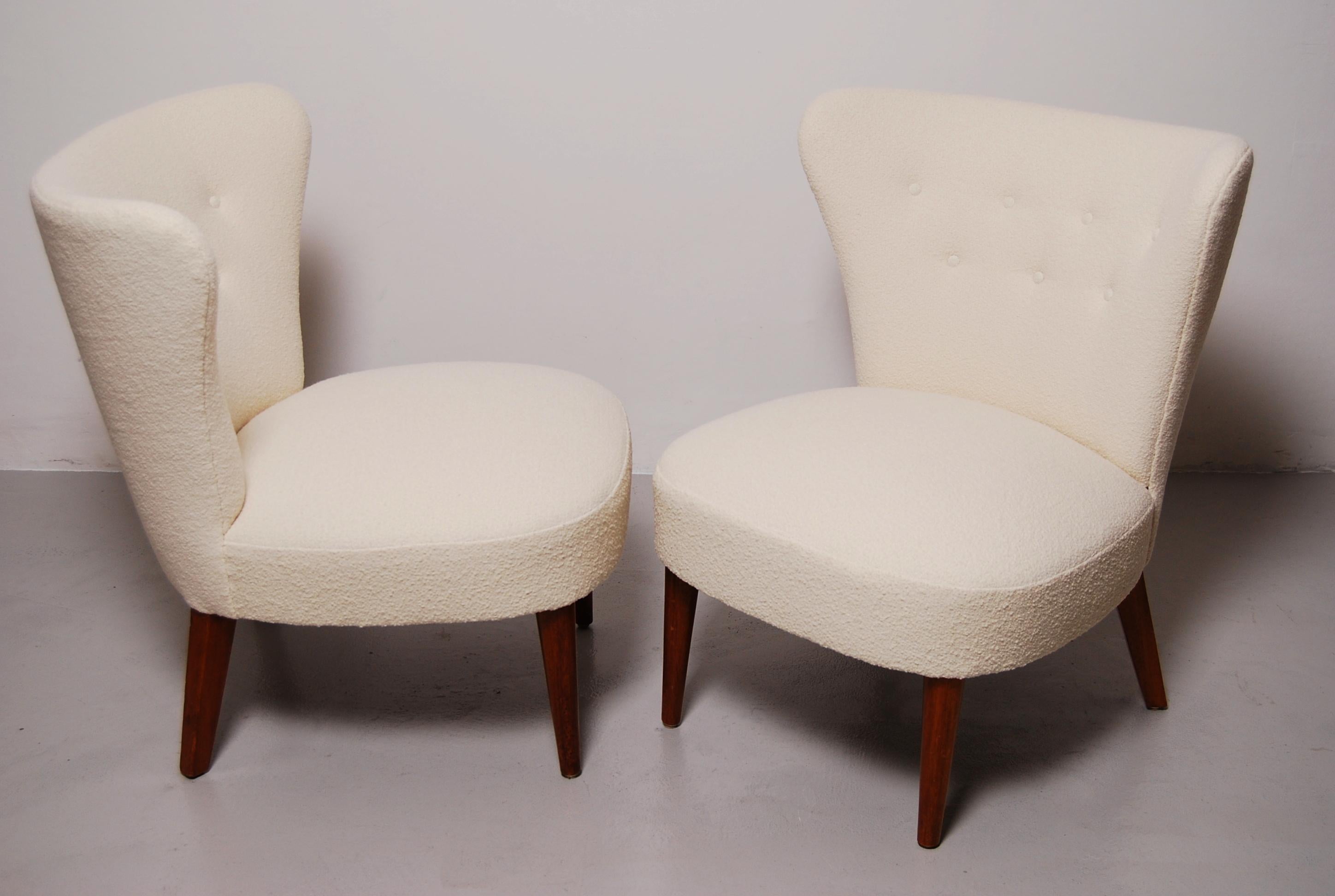 Scandinavian Modern Swedish Midcentury Boucle Lounge Chairs