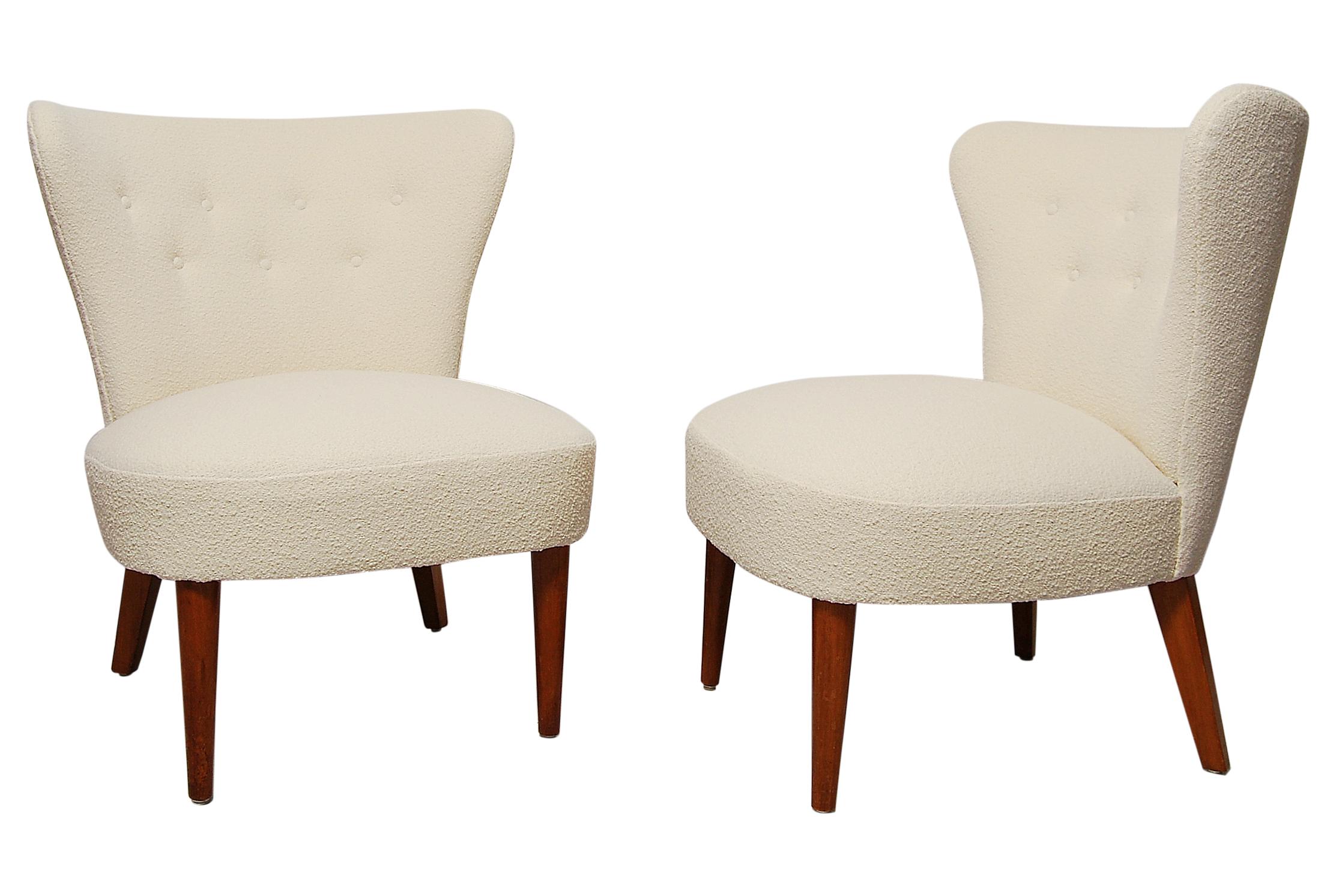 Swedish Midcentury Boucle Lounge Chairs