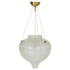 Swedish Midcentury Brass and Glass Ceiling Light, Sweden, 1940s