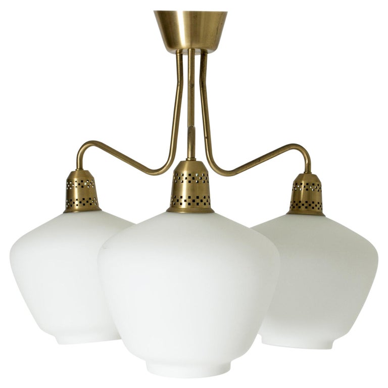 Swedish Midcentury Brass and Glass Chandelier, 1950s For Sale at 1stDibs Swedish Midcentury Brass and Glass Chandelier, 1950s