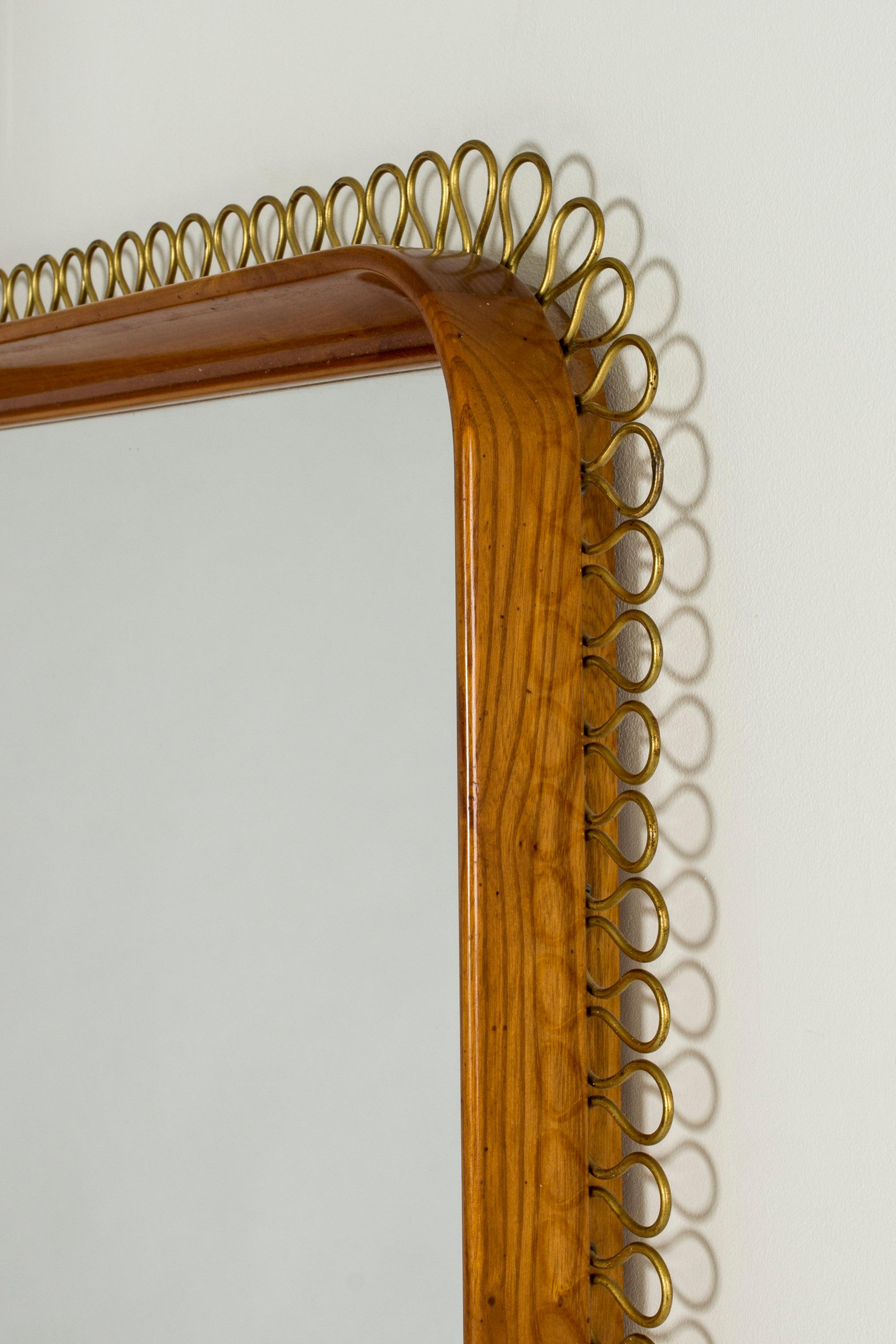 Swedish Midcentury Brass and Mahogany Mirror in the Style of Josef Frank, Sweden 4
