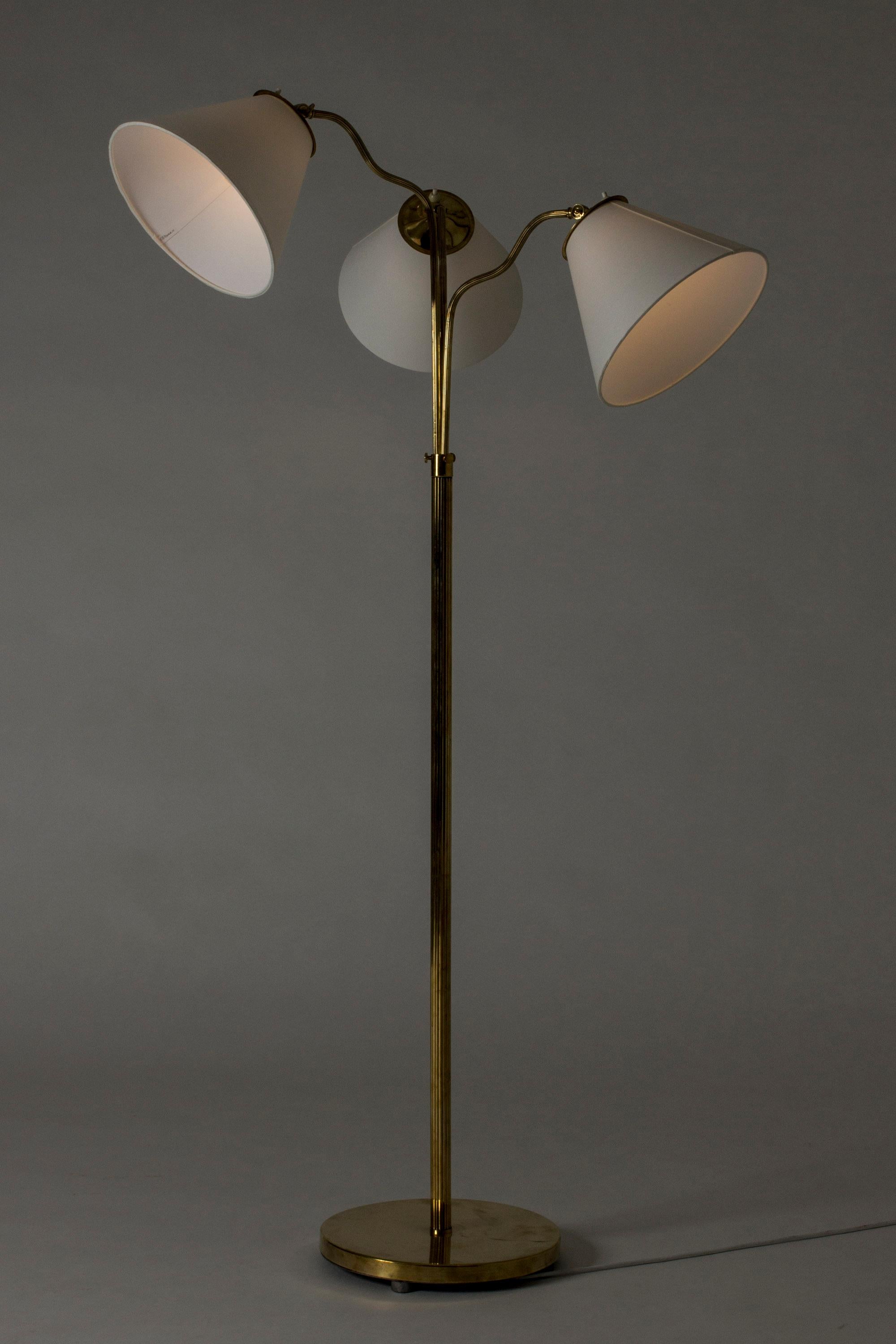 Swedish Midcentury Brass Floor Lamp, 1940s In Good Condition In Stockholm, SE