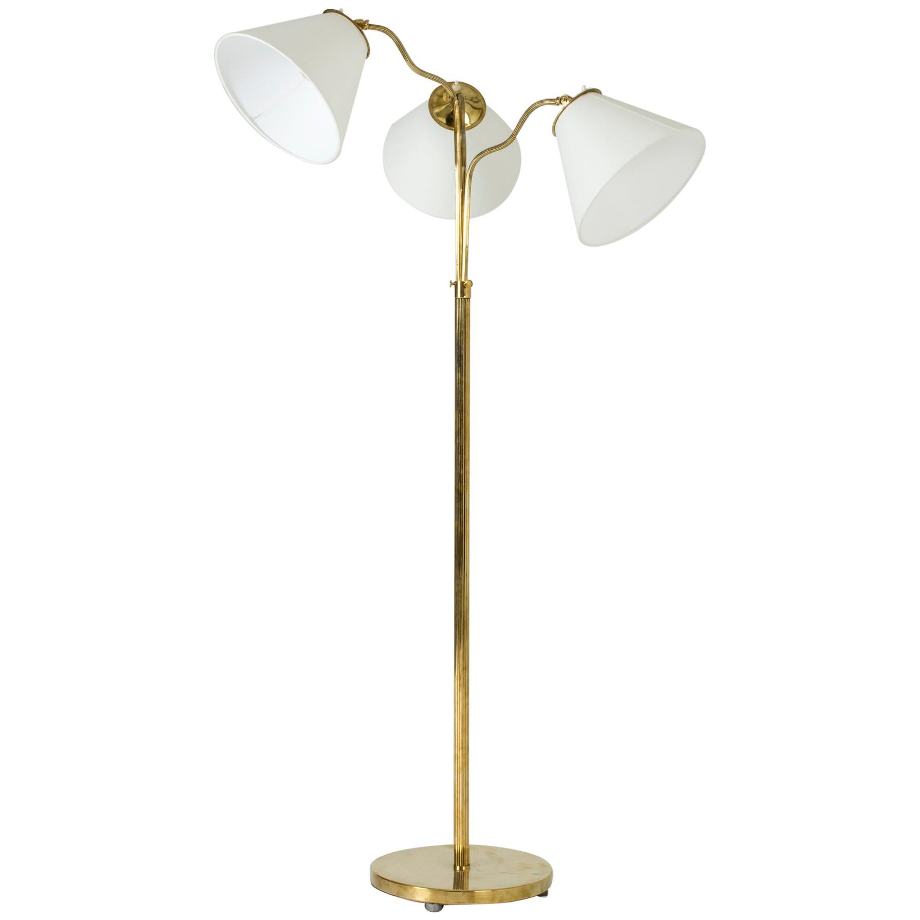 Swedish Midcentury Brass Floor Lamp, 1940s