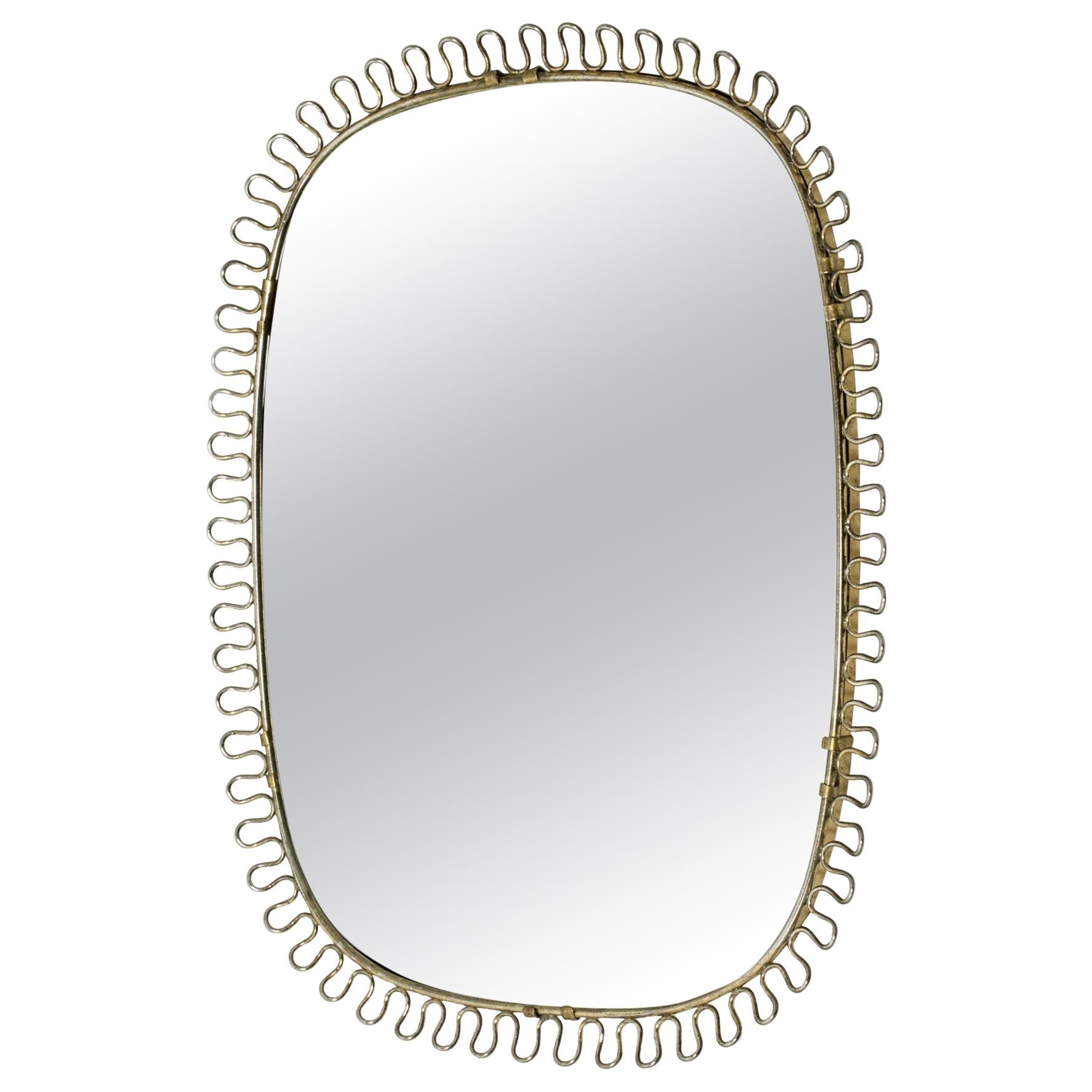Swedish Midcentury Brass Mirror in the Style of Josef Frank