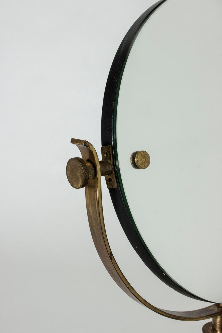 Swedish Midcentury Brass Table Mirror at 1stDibs