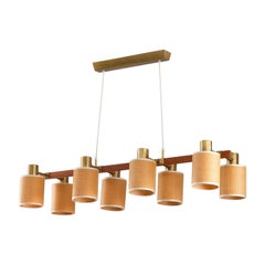 Swedish Midcentury Ceiling Lamp by Hans Bergström in Brass, Teak and Rattan