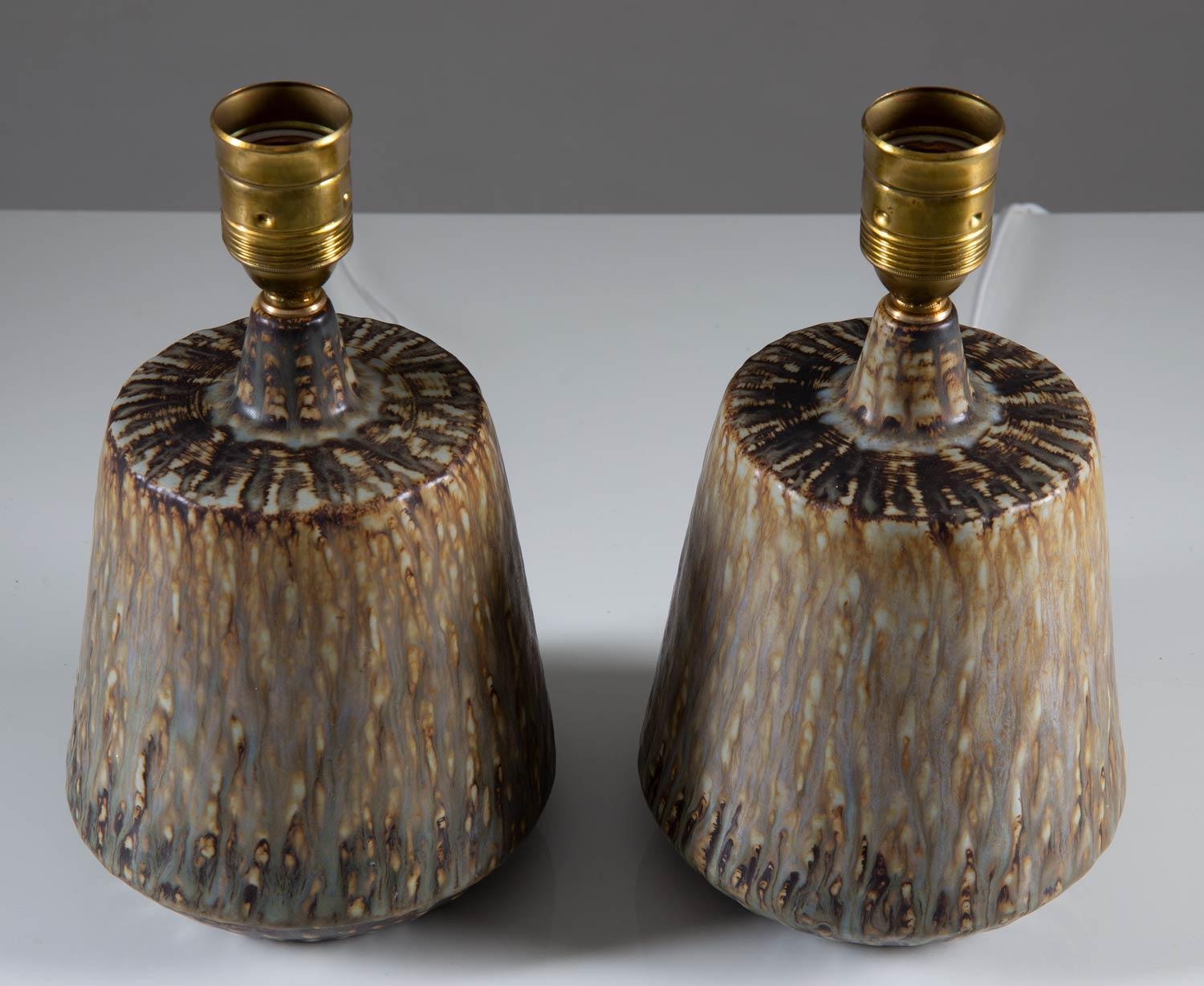 Swedish Midcentury Ceramic Table Lamps by Gunnar Nylund In Good Condition In Karlstad, SE