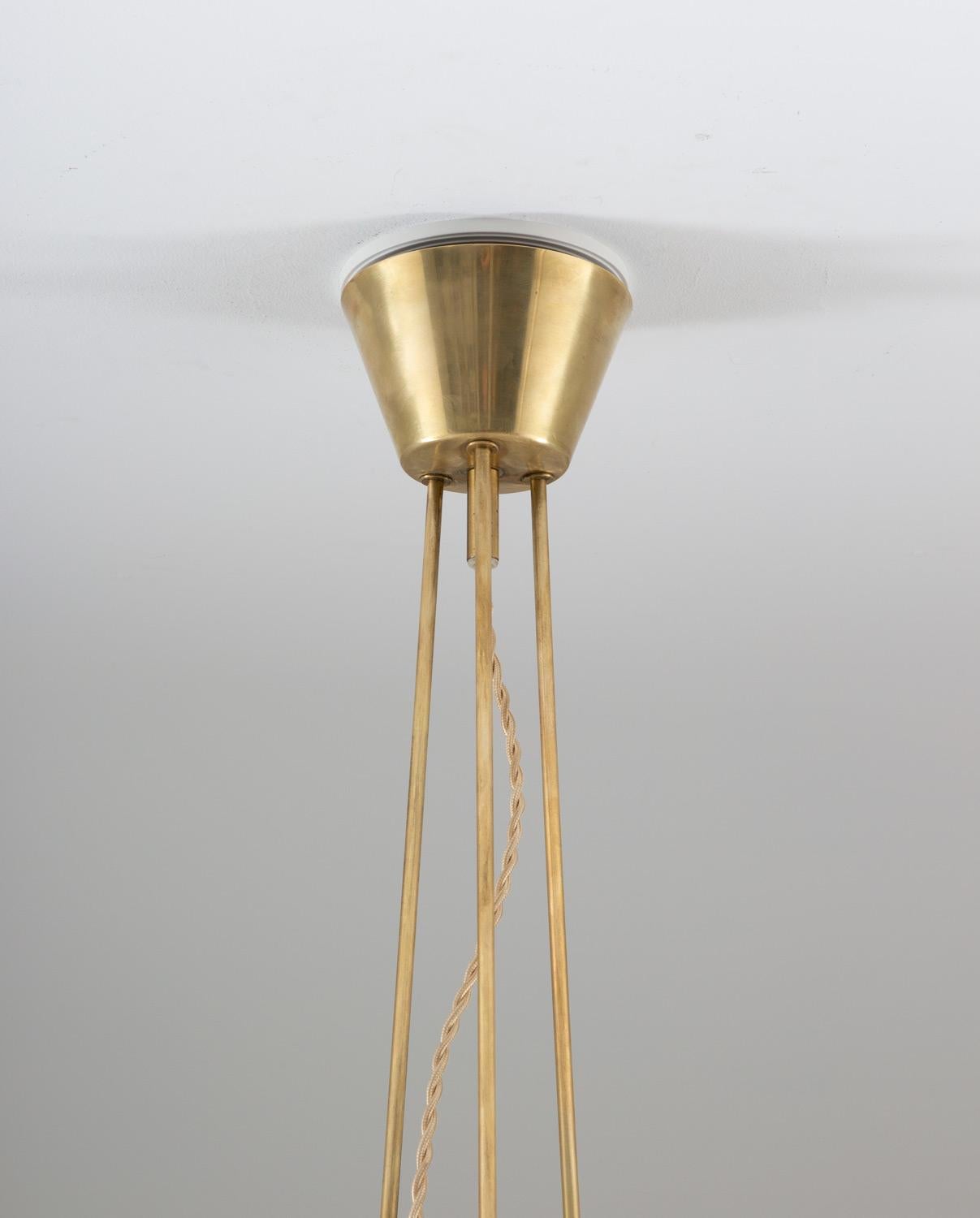 Swedish Midcentury Pendant in Brass and Glass by Hans Bergström for ASEA 2
