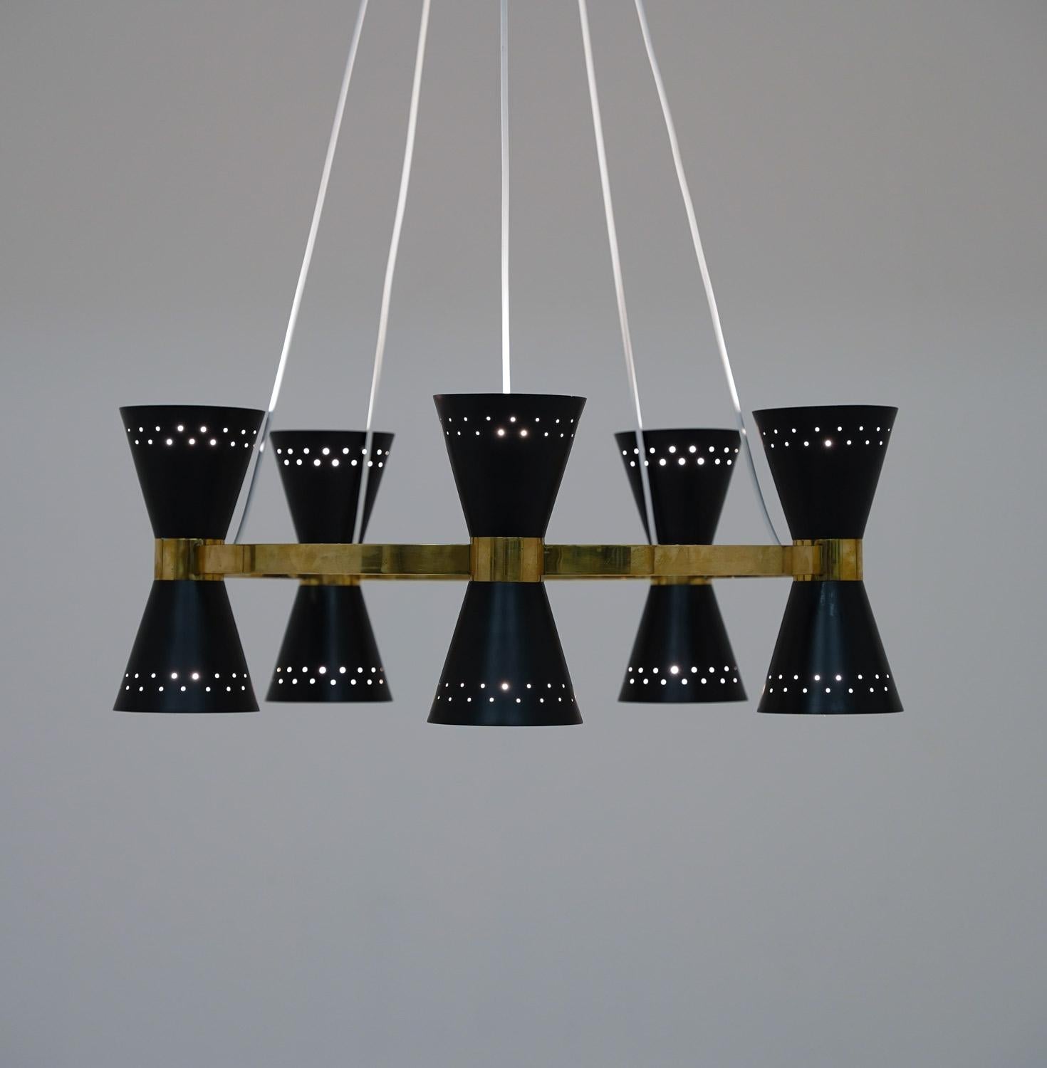 Swedish Midcentury Chandelier in Brass and Metal by Alf Svensson for Bergboms For Sale 6