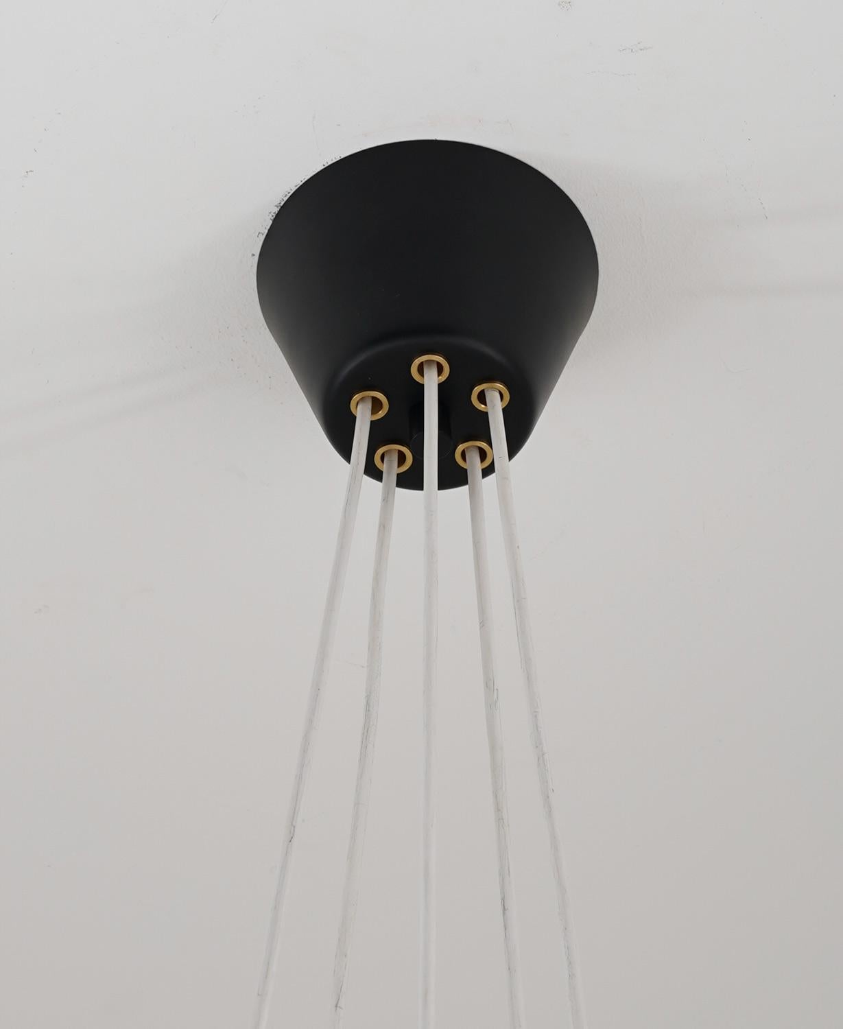 Swedish Midcentury Chandelier in Brass and Metal by Alf Svensson for Bergboms For Sale 8