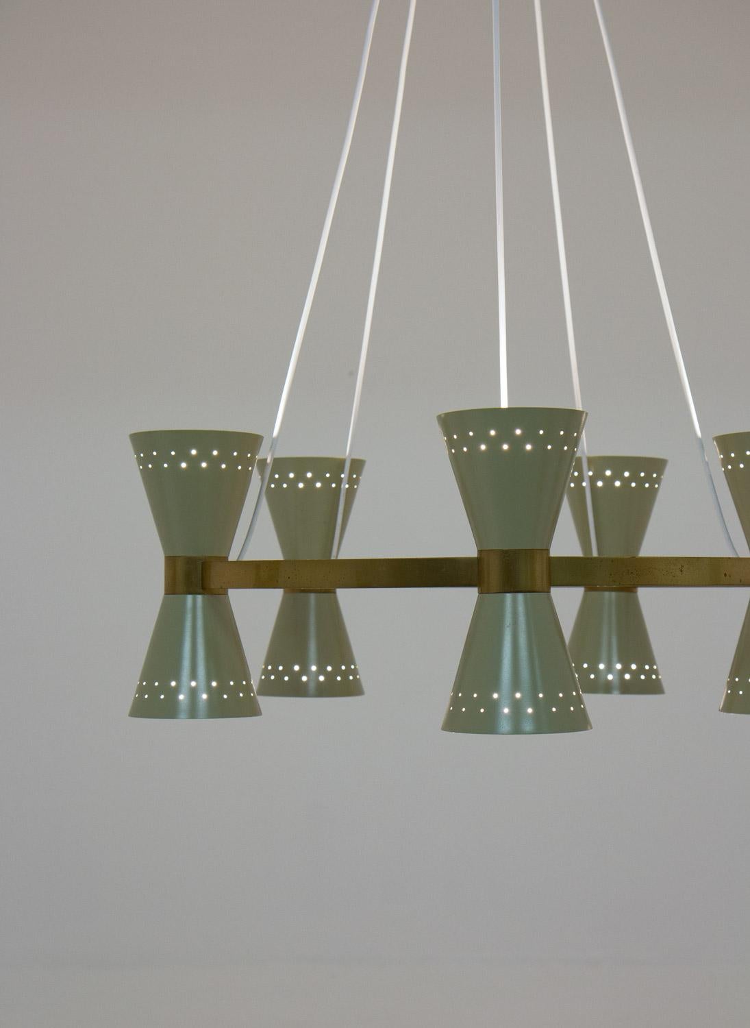 Swedish Midcentury Chandelier in Brass and Metal by Alf Svensson for Bergboms 4