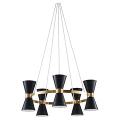 Swedish Midcentury Chandelier in Brass and Metal by Alf Svensson for Bergboms