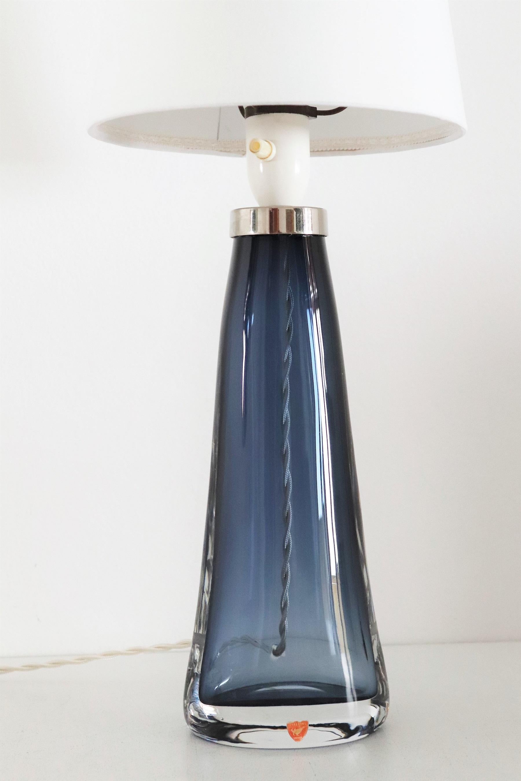 Mid-20th Century Swedish Midcentury Crystal Table Lamp by Carl Fagerlund for Orrefors, 1960s For Sale